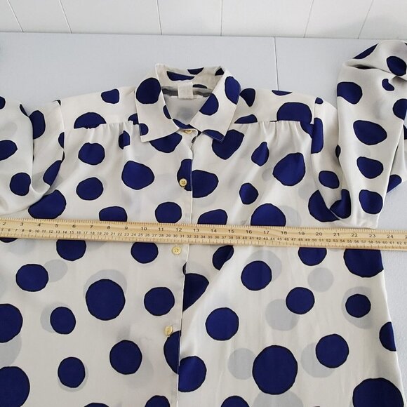 Da Rue Of California Womens Vintage Blue Polka Dot Button Up Blouse Size 16 - Picture 7 of 9